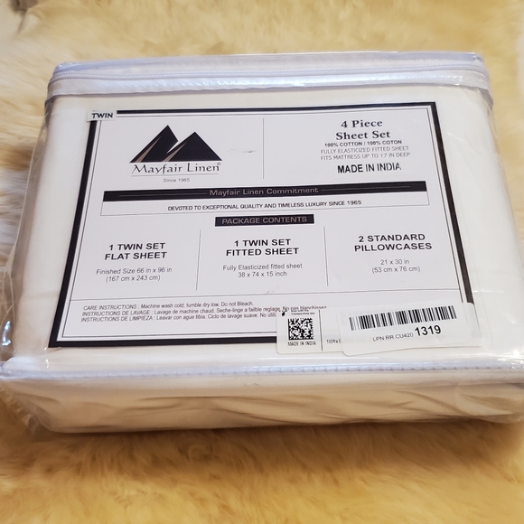 Mayfair Linen Egyptian Cotton Sheet Set - white - 800 thread count - Picture 4 of 13